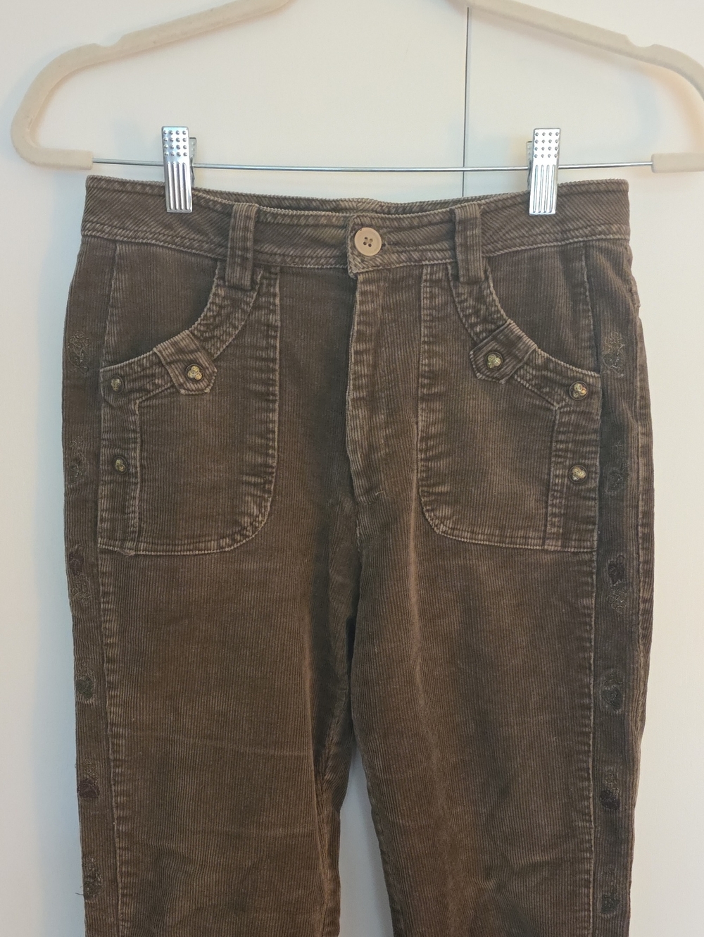 Embroidered Corduroy Pants